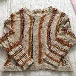Billabong sweater, size small, tan with multi-color stripes